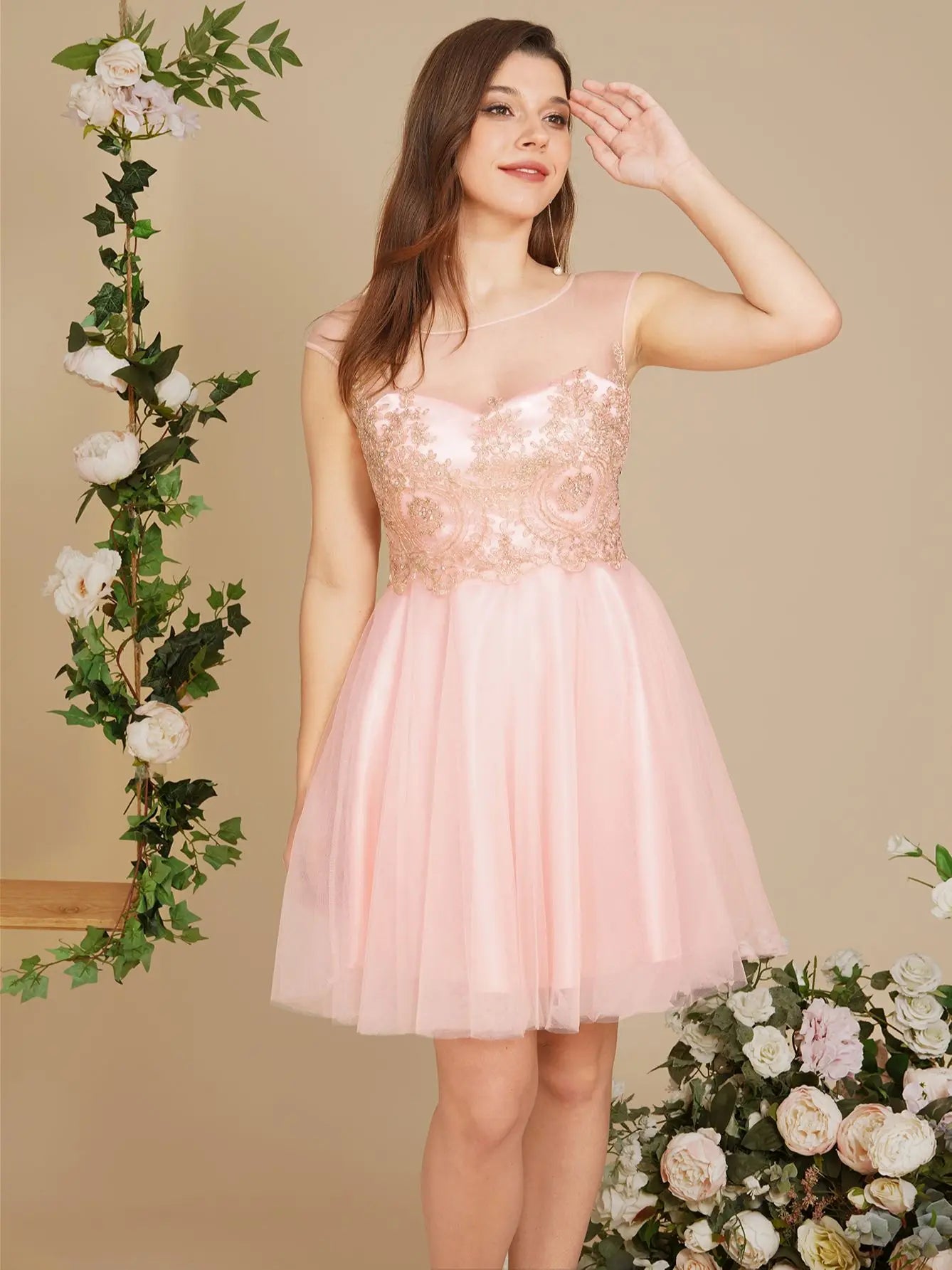 Mint Green Golde Appqulies Beads Bridesmaid Dresses for Women Wedding Party A Line Short Knee Length Sweetheart Gowns