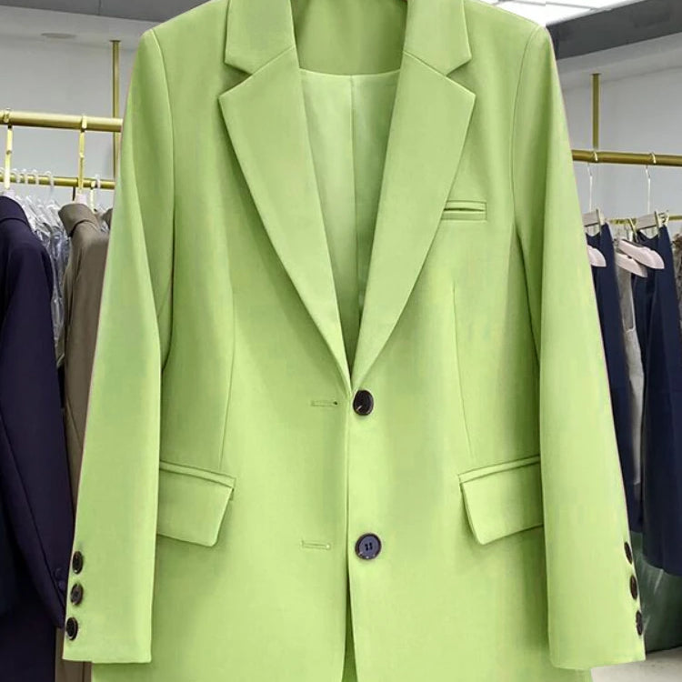 Women Jackets Pink Small Suit Women's Coat Casual Small Loose Korean Version Small Suit Women's Design Sense Blazer Women Candy Green