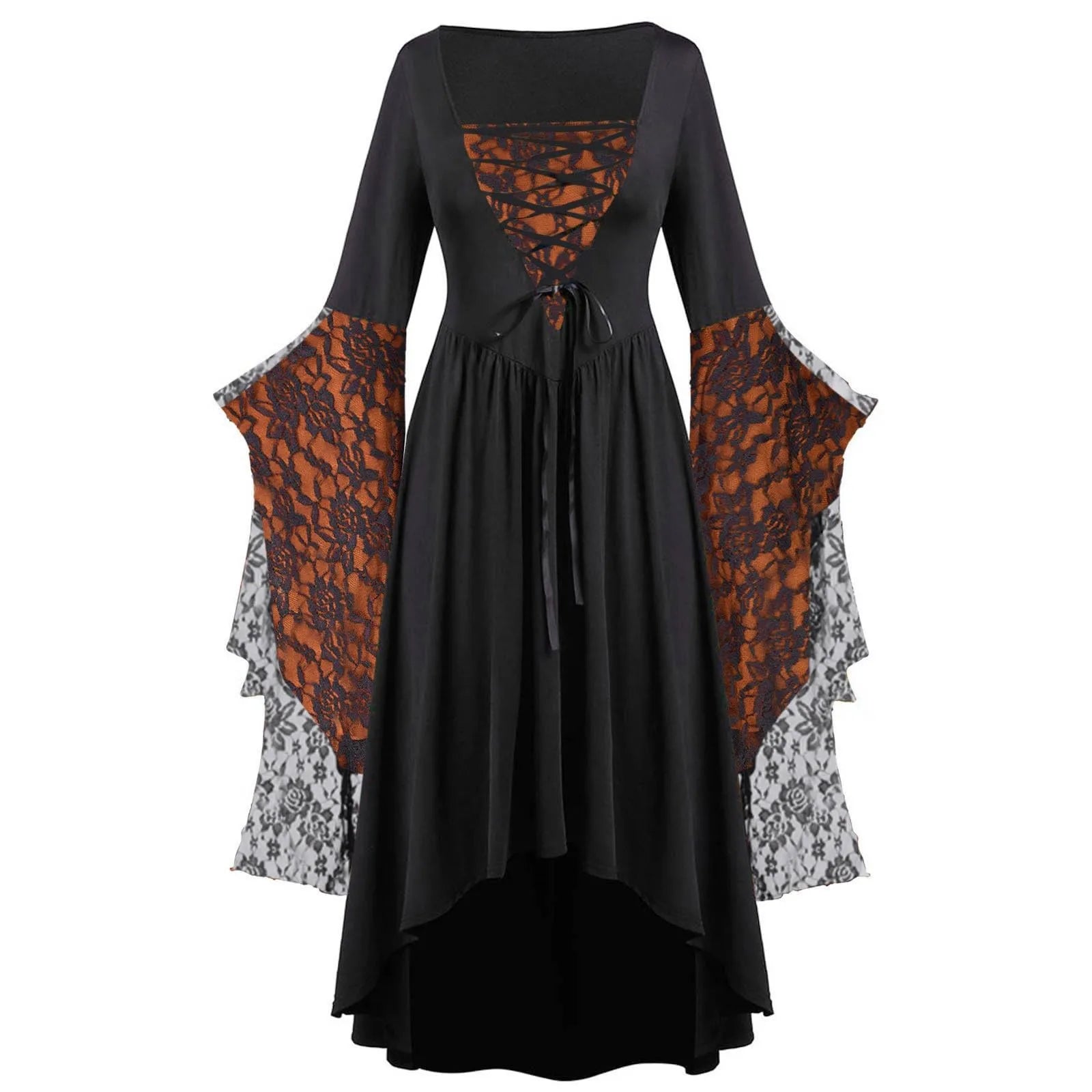Dress Trumpet Sleeve Long Dress Plus Size Vintage Witch Vampire Dress Dresses Up Carnival Party Gothic Halloween Dresses Women