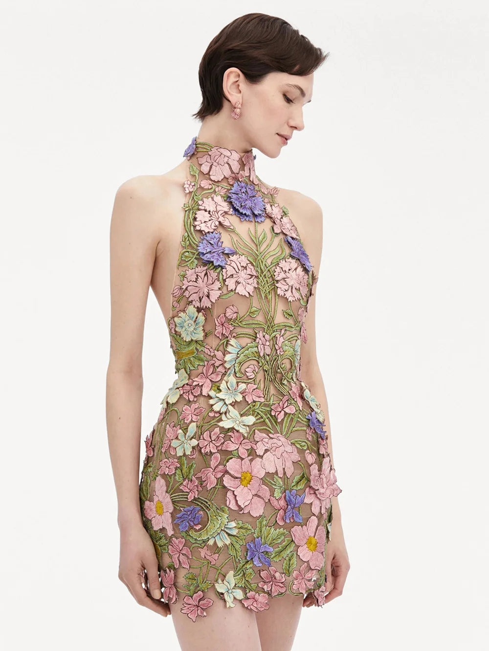 Vestido curto feminino sexy frente única bordado justo para festa de aniversário e férias para meninas 2025