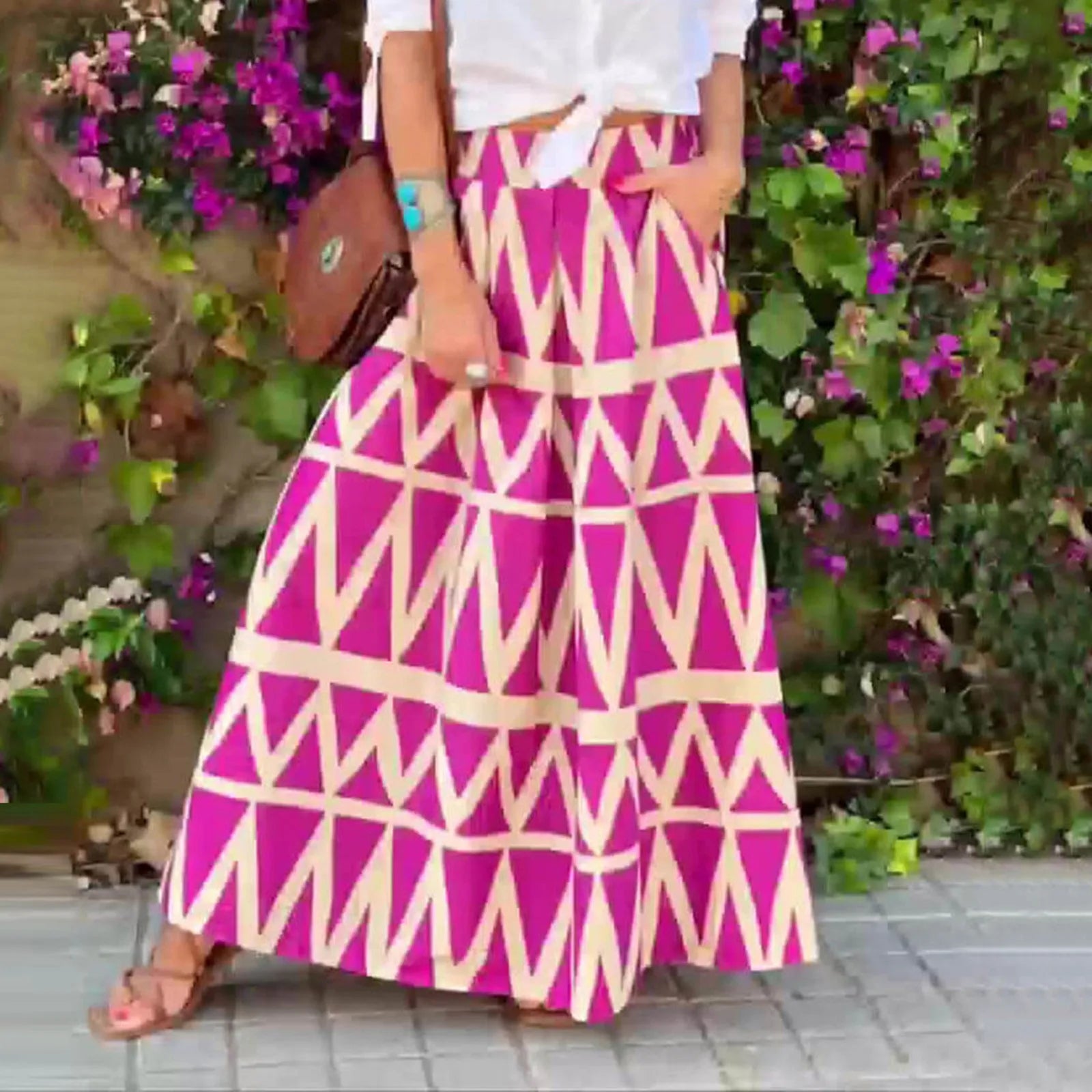 Korean-Style Skirt Clothes Women'S Elegant High Waist Skirt Tie Front Pleated Maxi Skirts Sequin Skirt For Women Ropa De Mujer Hot Pink