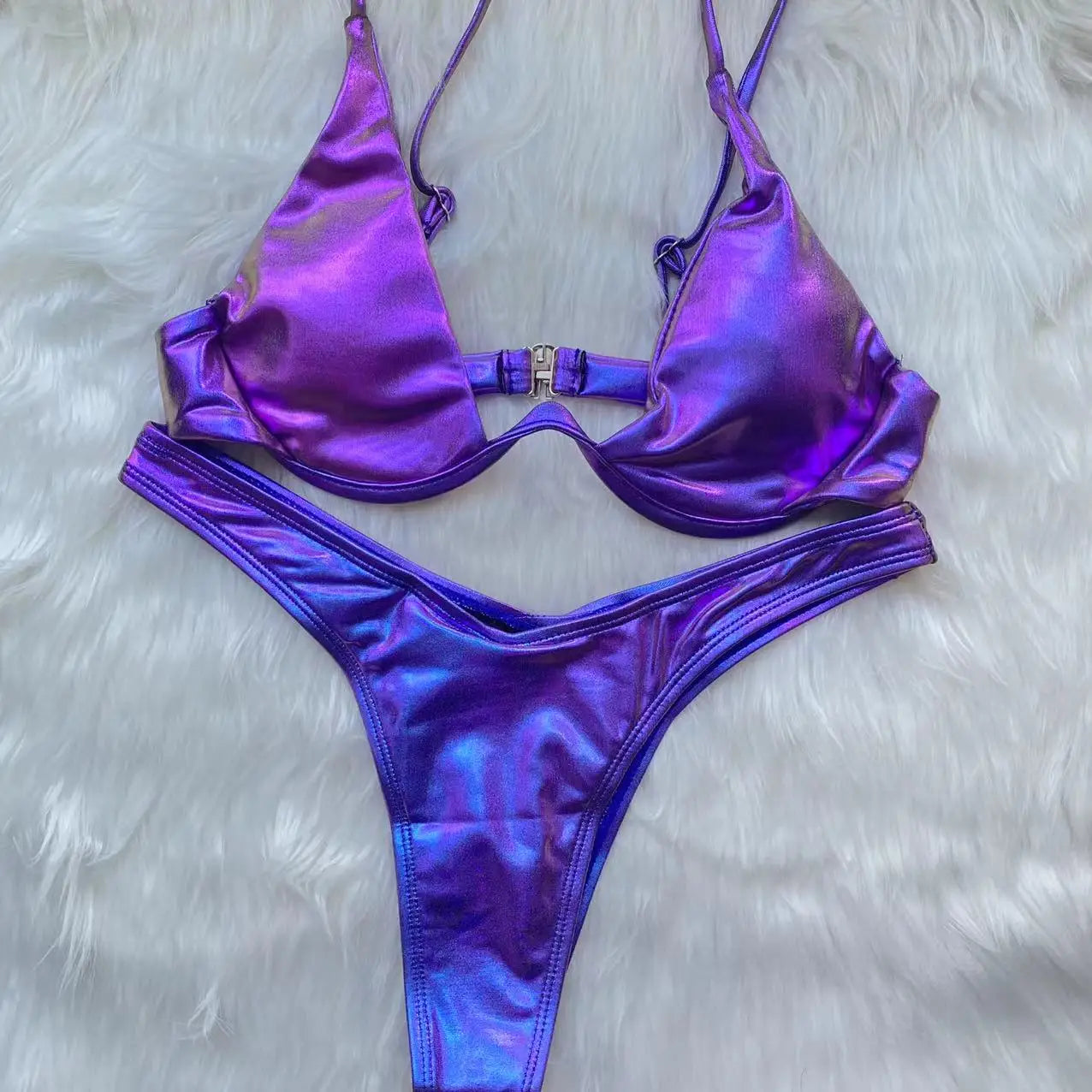 Sexy Triangle Bikini 2022 holographic Blue Push Up Extreme Thong Swimwear Brazilian Bandage Bathing Suit Swimsuit Micro Biquini