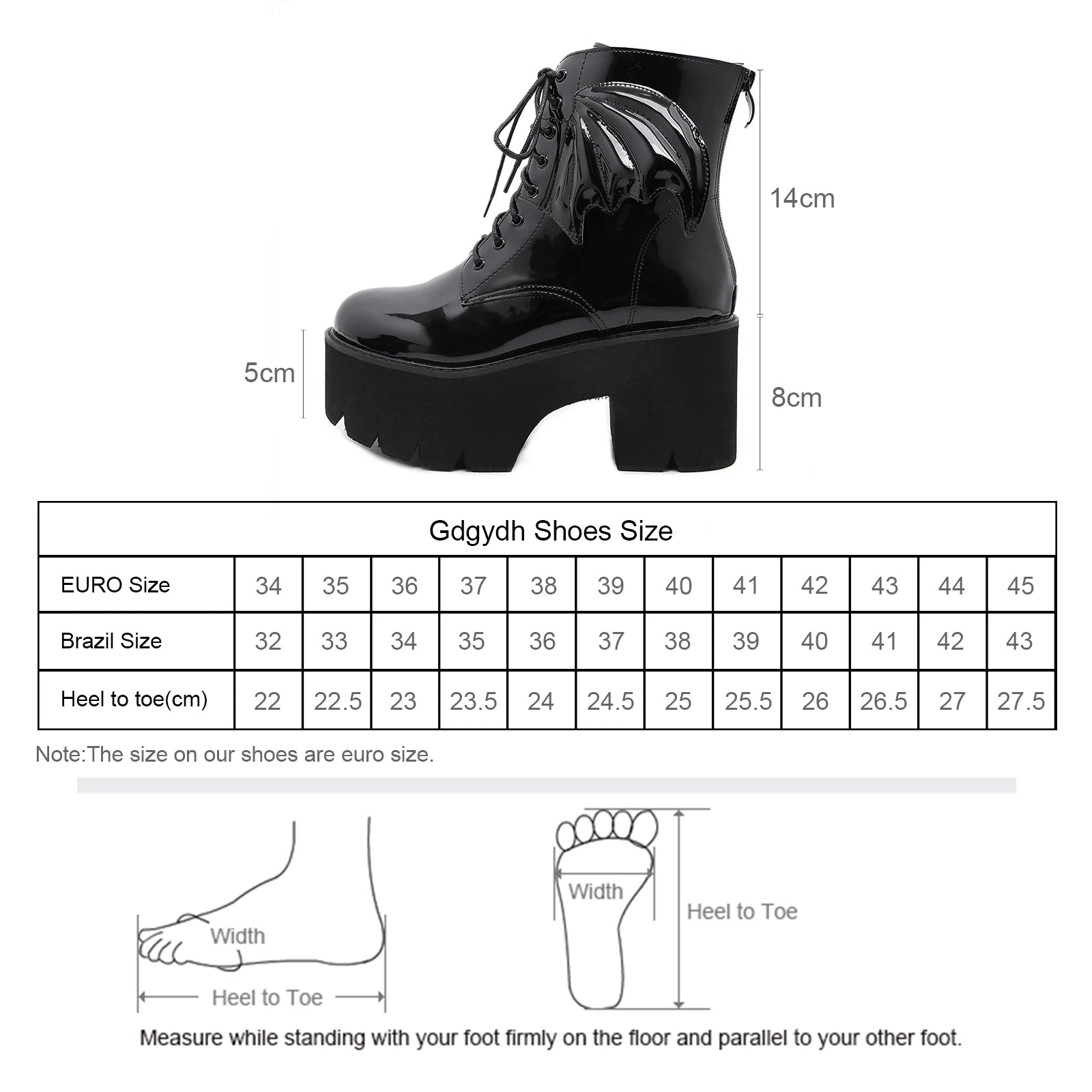 Women's Black Back Zipper Chunky Heel Boots Goth Style Lace Up Solid Color Platform Short Boots for Women Fashion Wing