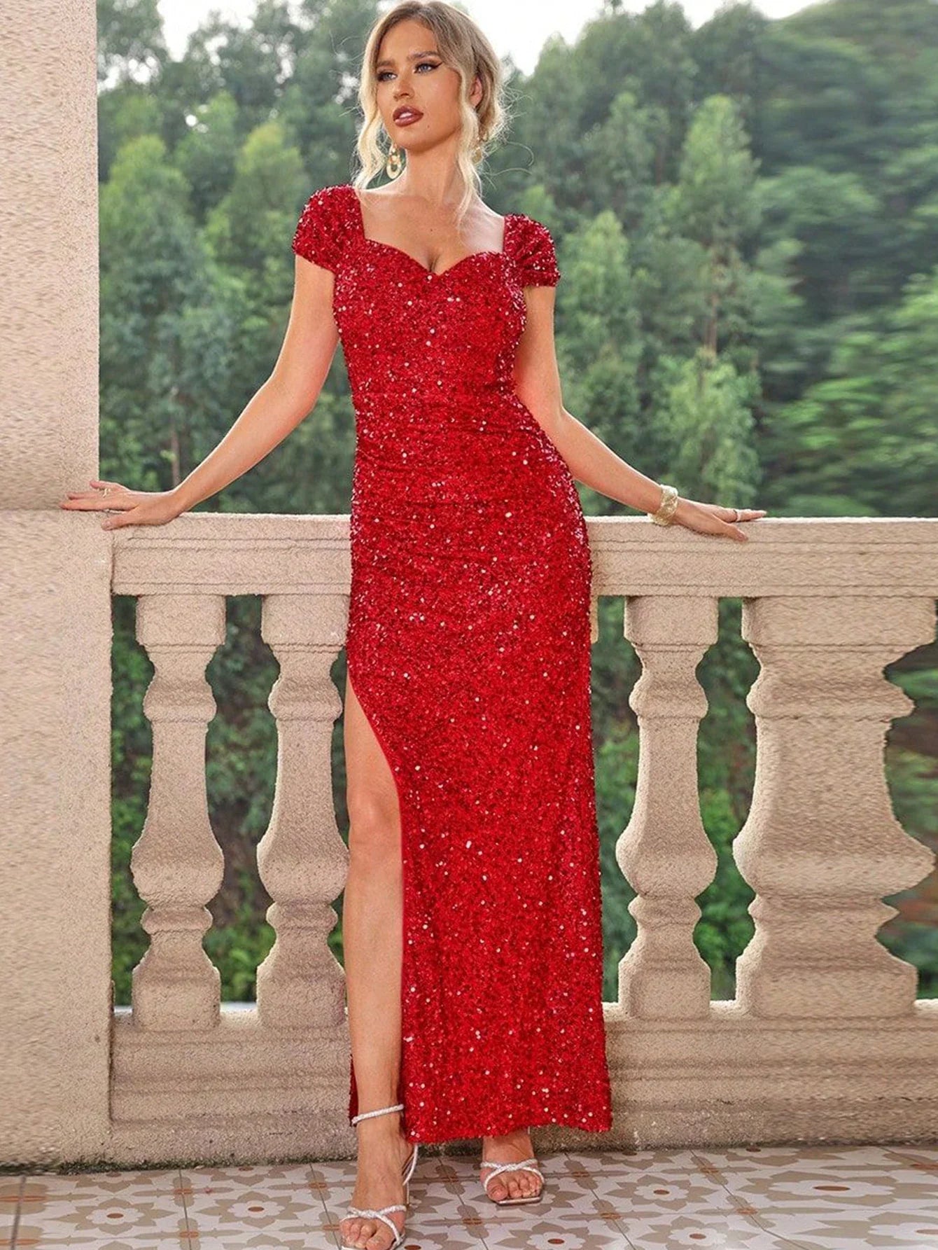 Sexy backless sequin summer dress women elegant long evening dresses woman luxury maxi club birthday party dress vestido vintage Red