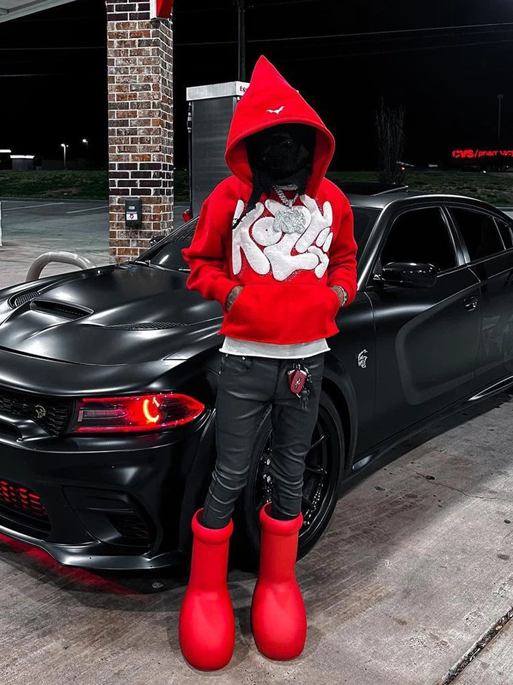 Spring Sweatshirt Woman Hip Hop Tide Alphabet Foaming Hoodie Men's Y2k Harajuku Street Retro Casual Loose Clothing Jackets