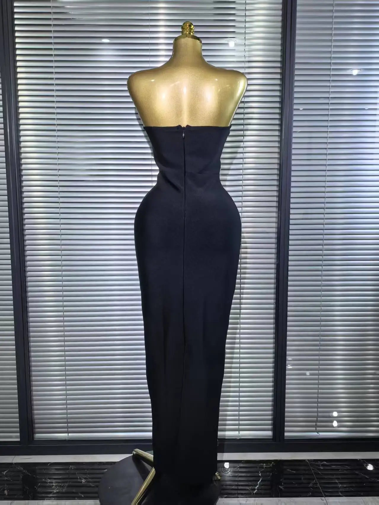 Women Sexy Strapless Shinning Crystal Bodycon Long Bandage Dress Elegant Evening Party Cockail Vacation Outfit