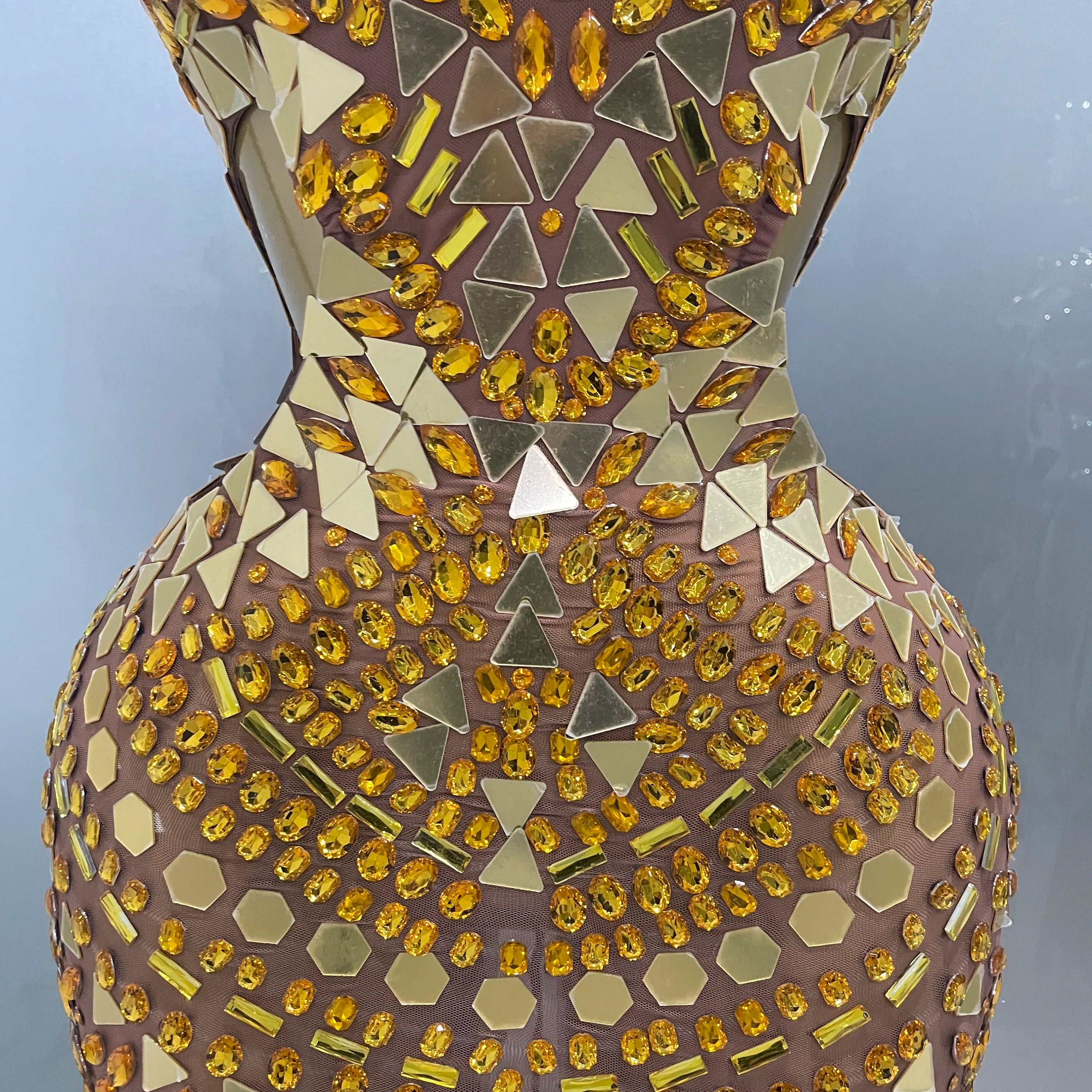 Luxury Shiny Mirror Rhinestones Hollowed-out Long Dress 2025Women Celebrity Evening Party Catwalk Prom Stage Photo Shoot Dresses