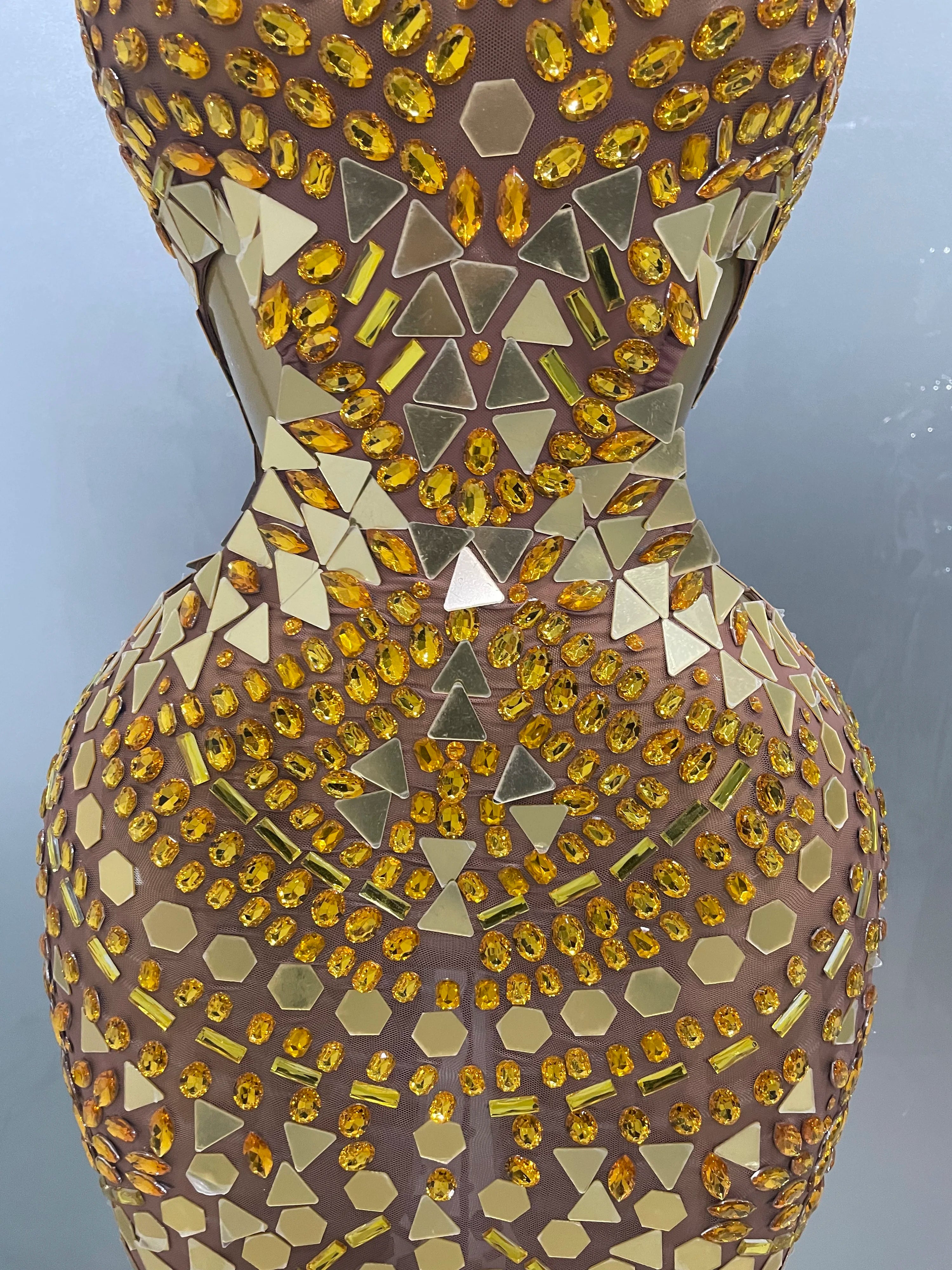 Luxury Shiny Mirror Rhinestones Hollowed-out Long Dress 2025Women Celebrity Evening Party Catwalk Prom Stage Photo Shoot Dresses