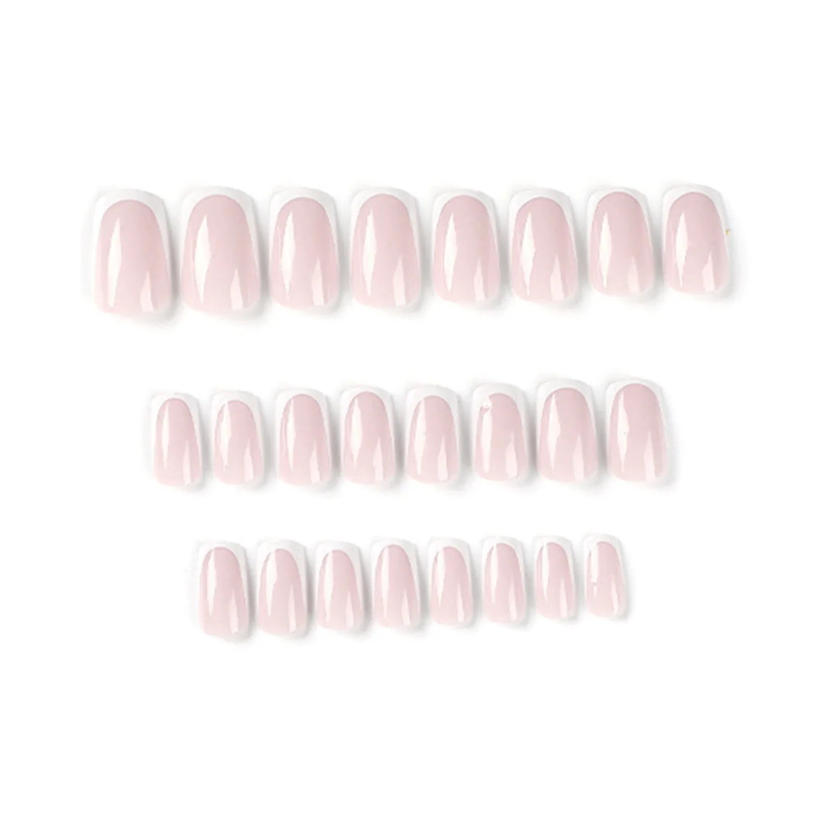 Minimalist White French Fake Nails Nude Color Full Cover Acrylic Press On Nails Detachable Stick-on False Nails Patches 24Pcs