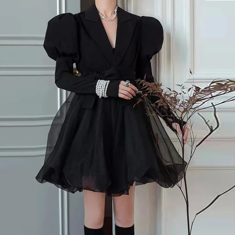 Spring Luxury diamond Suit Blazers Women medium long fashion suit skirt bow long sleeve suit Blazers Cool silver suit 20 colors 9887 Black