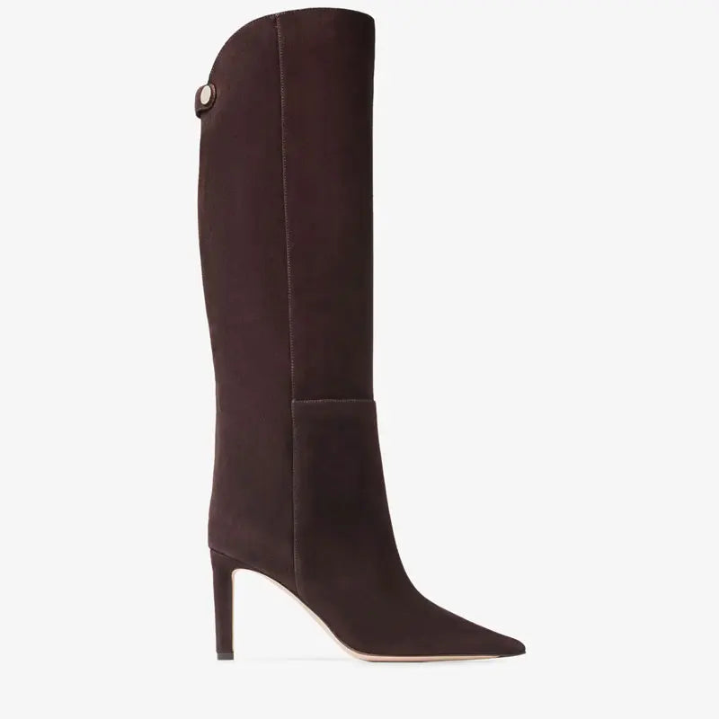 Women's New Thin High Heel Knee Long Boots Fashion Pointed Mid Length Women's Boots Autumn and Winter Fashion Women's Boots