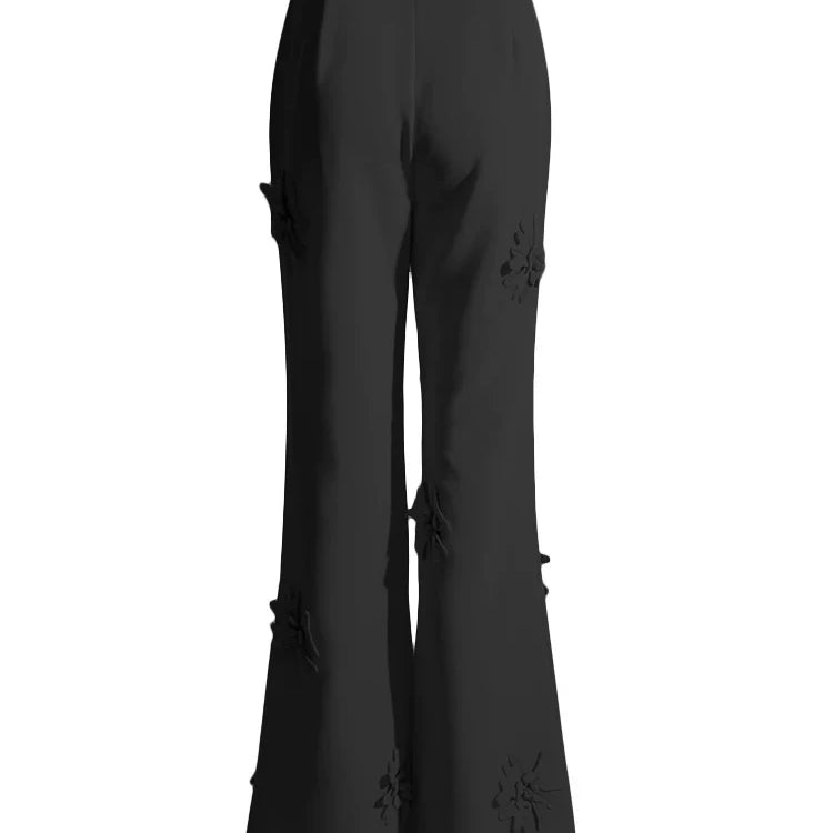 TWOTWINSTYLE Patchwork Appliques Long Trousers For Women High Waist Wide Leg Trouser Female Casual Fashion Clothing Spring