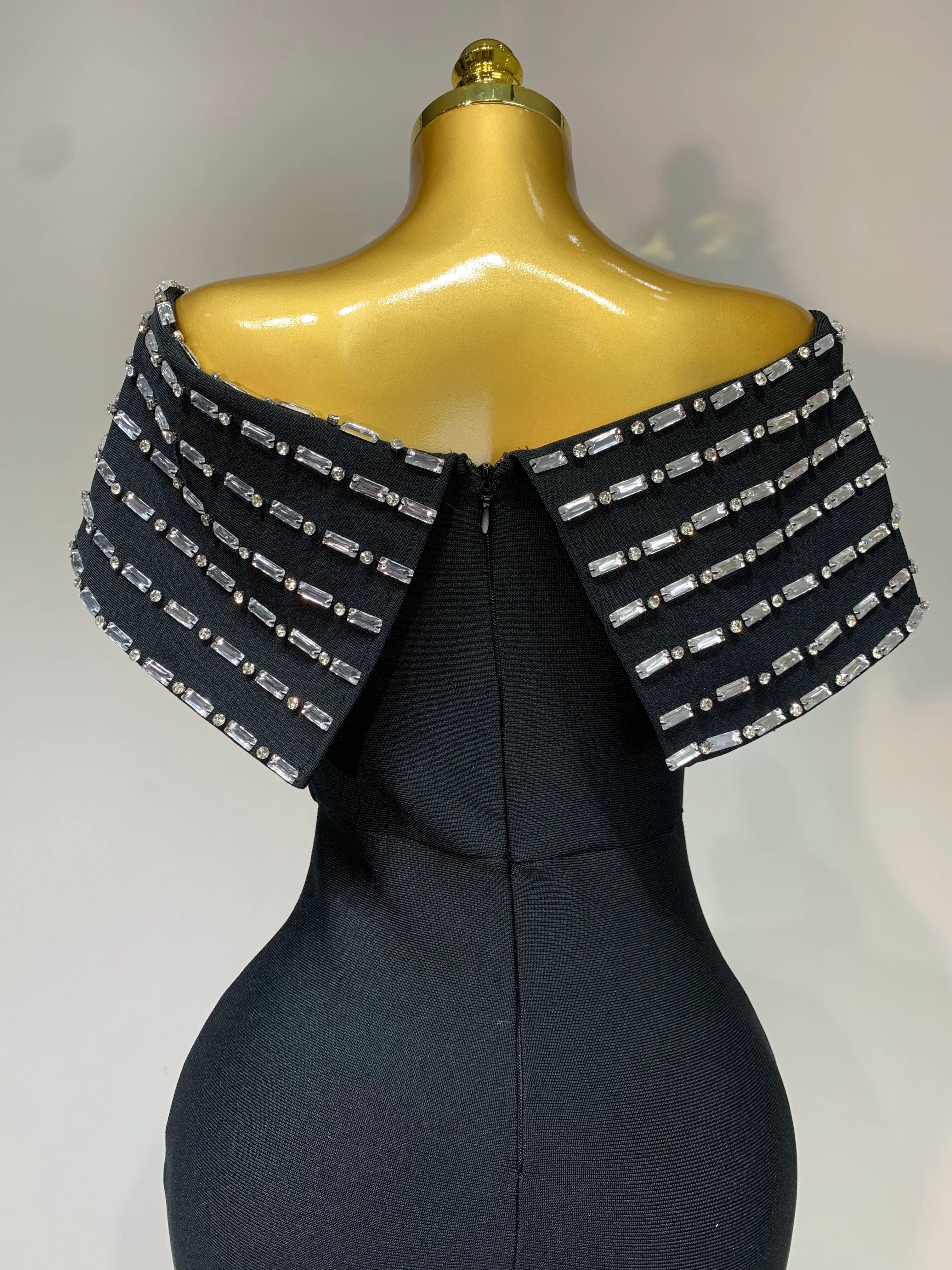 Fashion Sexy Strapless 2025 Black Off-shoulder Bodycon Bandade Dress Celebrity Cocktail Party  Luxury Birthday Wedding Dresses