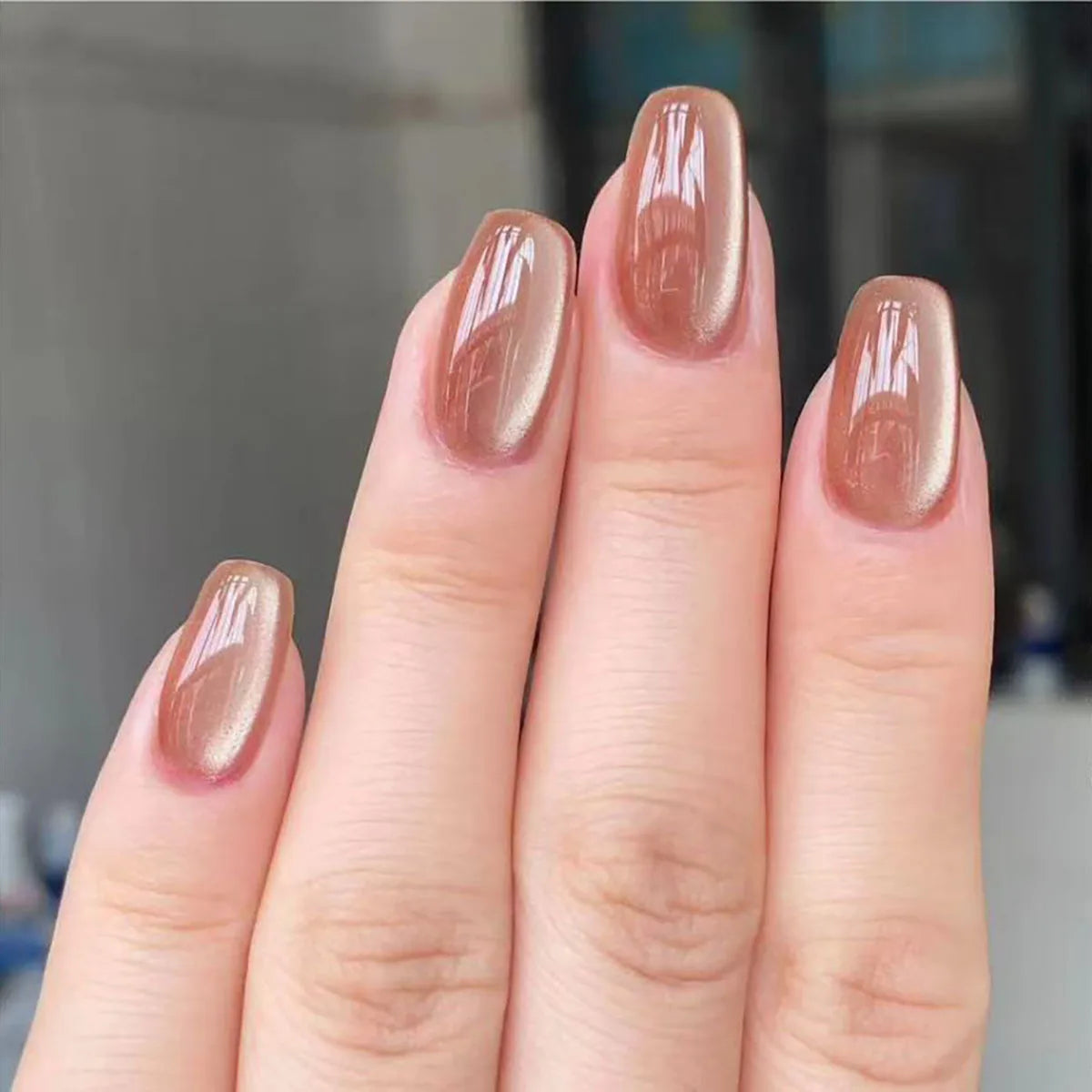 24pcs/30pcs short square ballet fake nails for women cat eyes glitter green blue purple pink shinny nail tips press on nail art