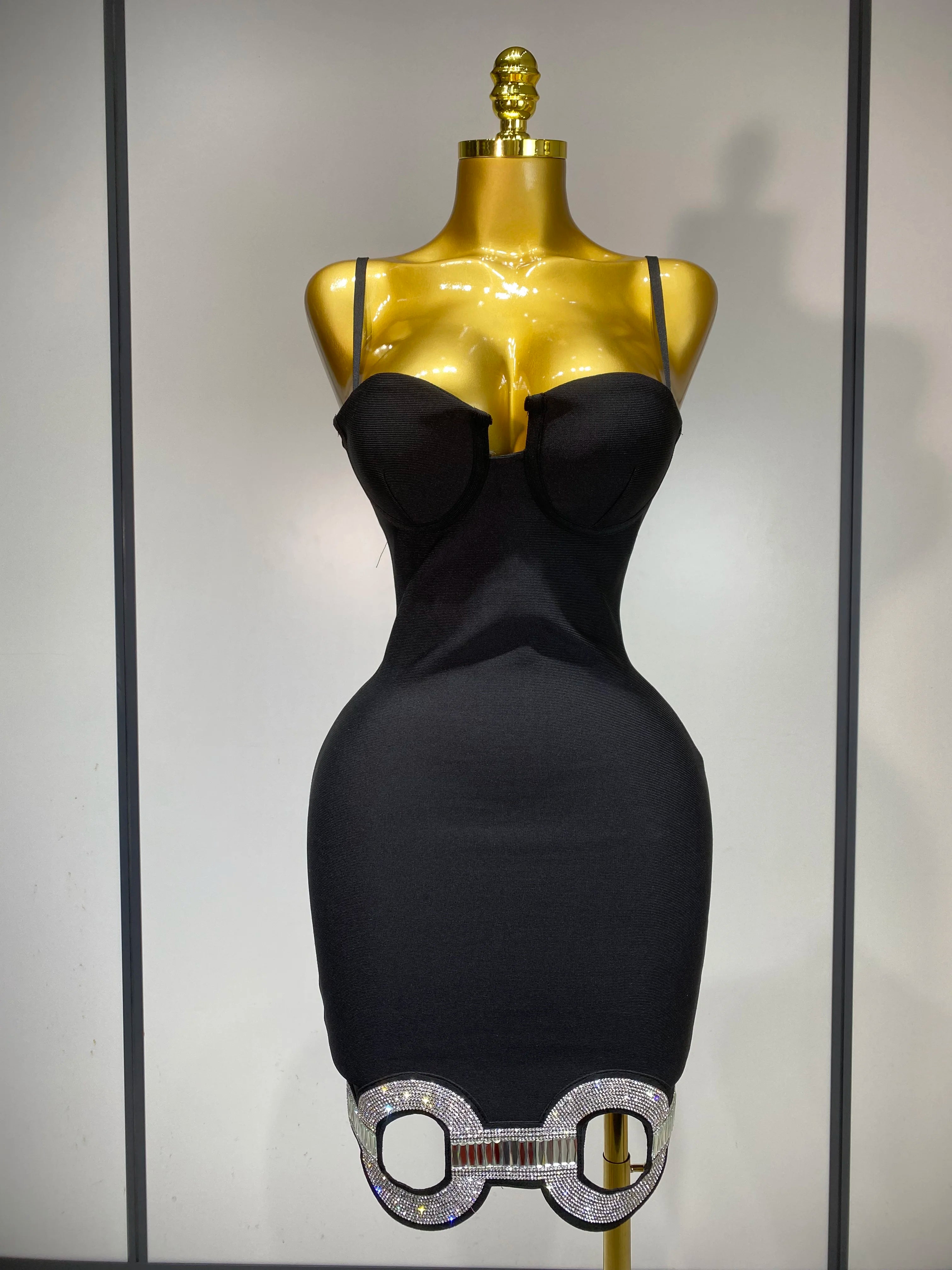 Women Fashion Sexy Backless Halter Black Midi Bodycon Bandage Dress 2025 Elegant Evening Club Luxury Birthday Party Dresses