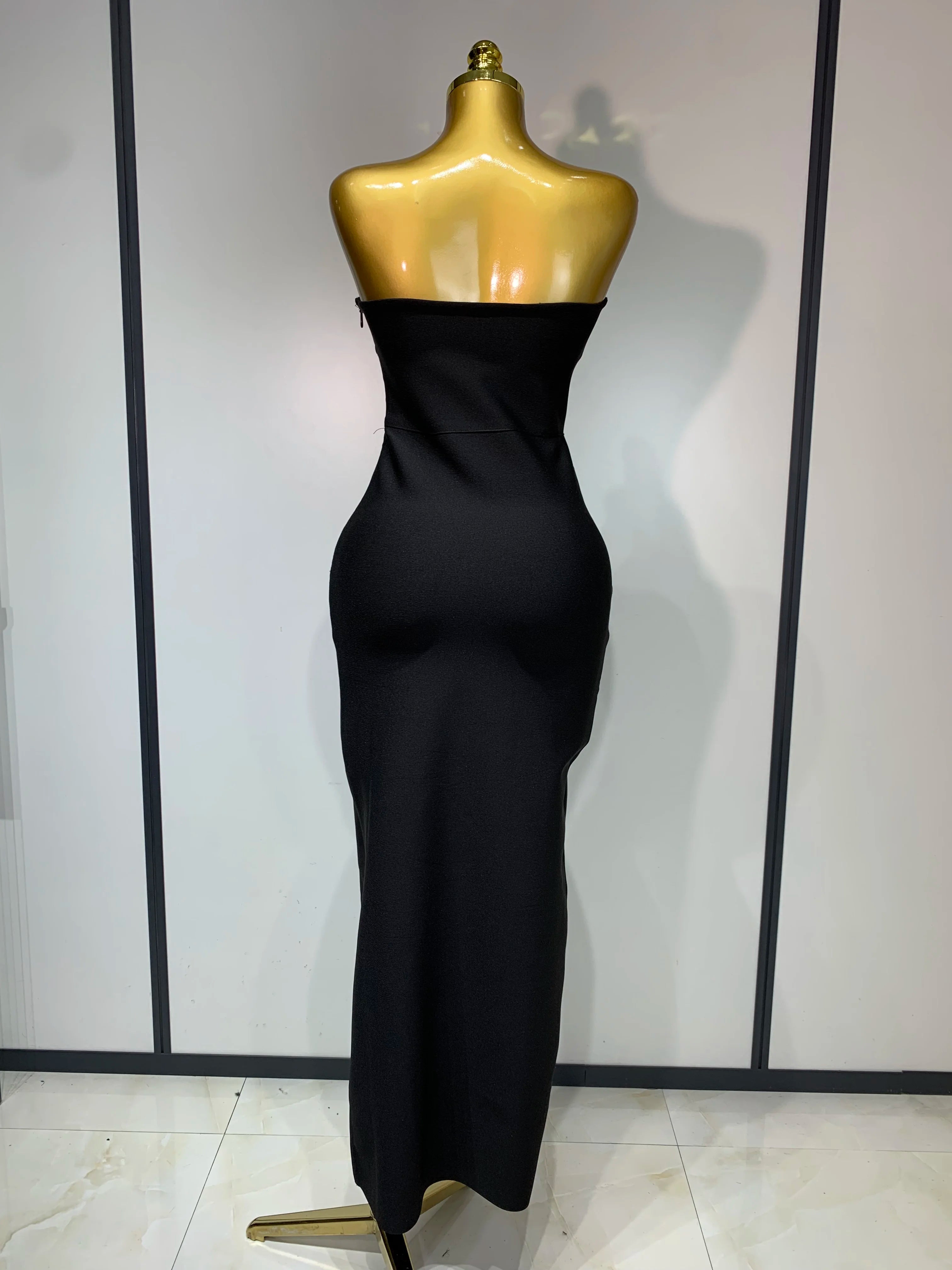 Luxury Birthday Celebrity Sexy Strapless Backless Maxi Long Bodycon Bandage Dress Women 2025 Elegant Evening Club Party Outfit