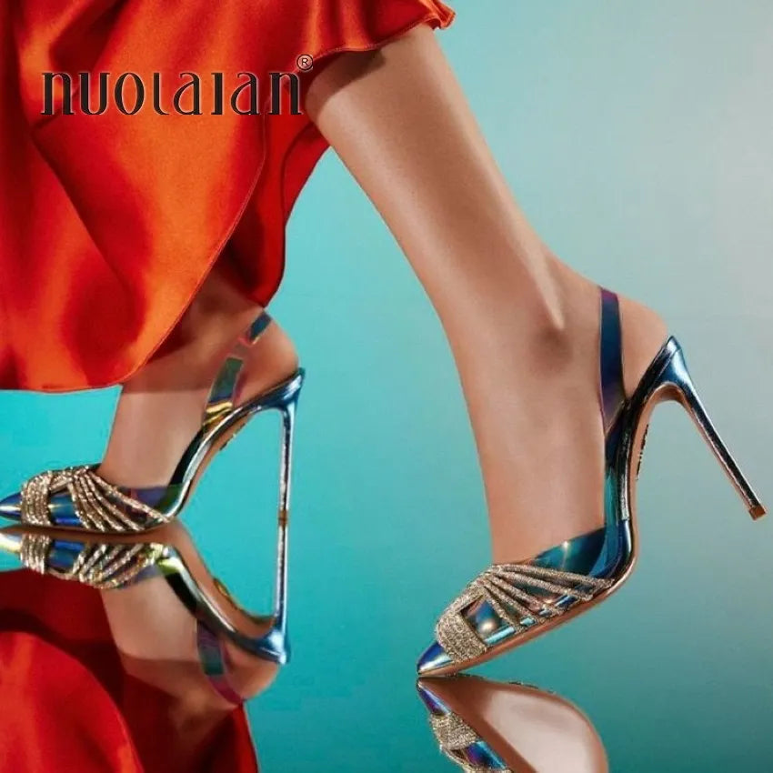 Luxury Rhinestone Women Pumps Wedding Shoes Fashion Clear PVC Sexy High heels Sandals Elegant Summer Party Bridal Shoes Woman