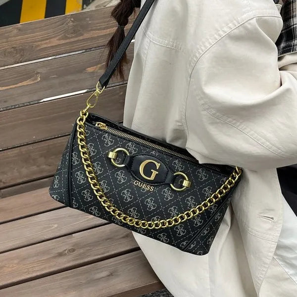 Cross-Border Dropship Available New Fashion Shoulder Bag - Printed Zipper Casual Crossbody Versatile High-End Retro Square Bag
