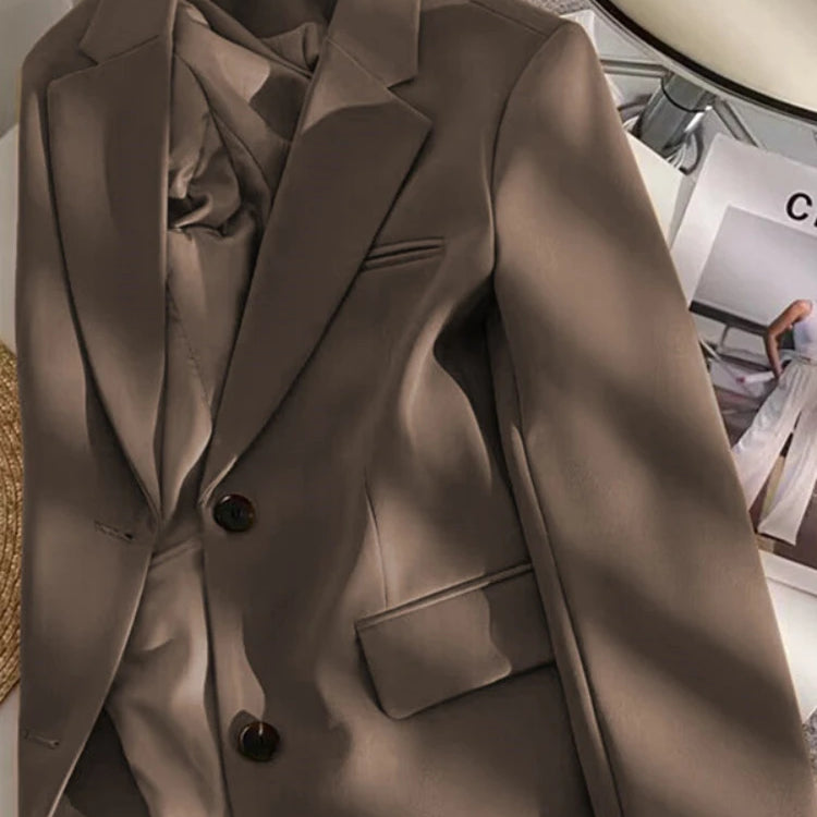 Women Jackets Pink Small Suit Women's Coat Casual Small Loose Korean Version Small Suit Women's Design Sense Blazer Women Coffee