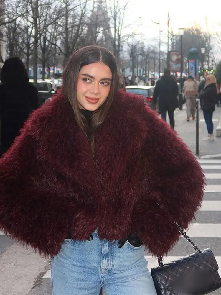 Winter Women's Chic Thermal Furry Faux Fur Coat Fashion Casual Long Sleeve Cardigan Jackets New Female Warm Streetwear 