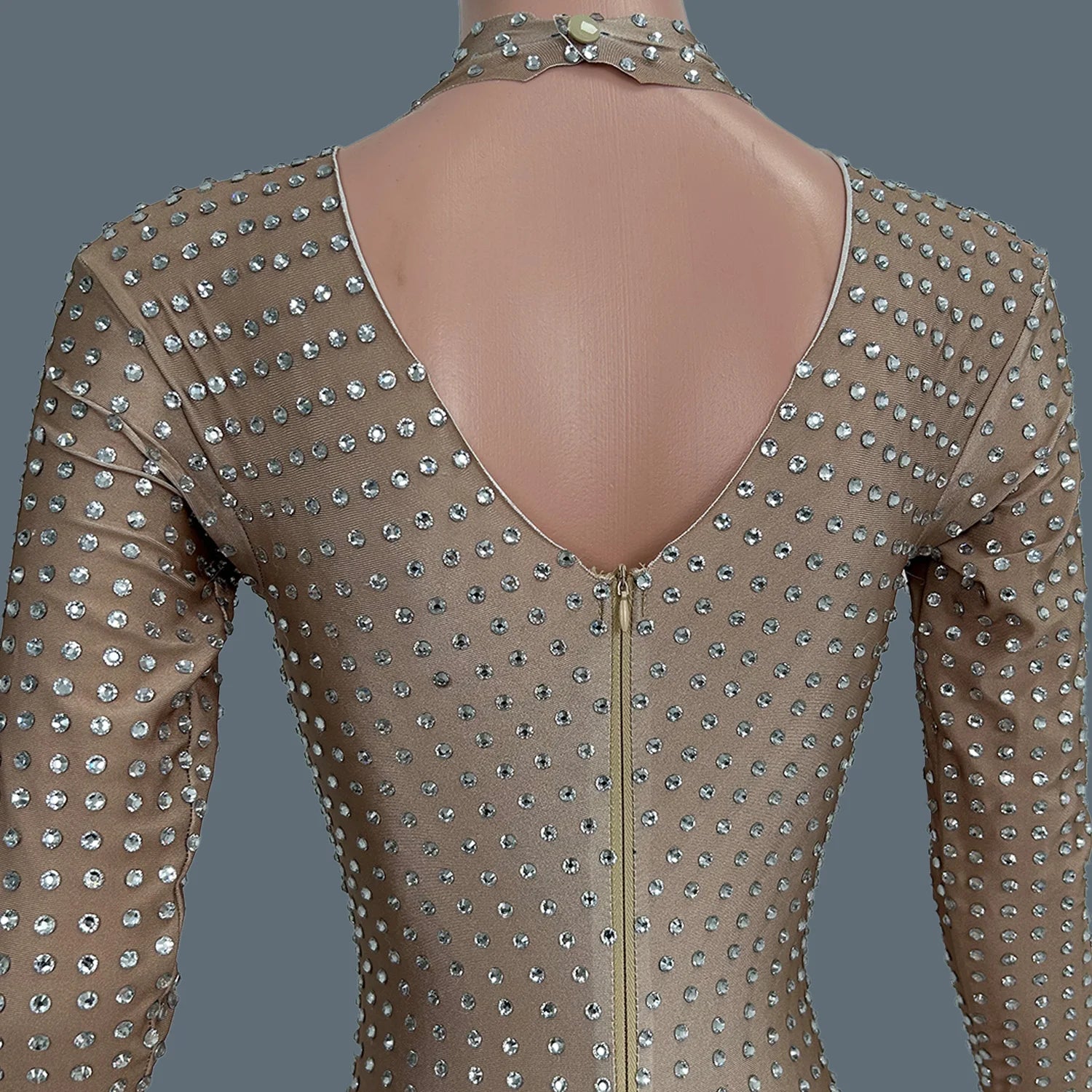 Sparkly Full Rhinestone Spandex High-end Jumpsuit Women Sexy Nightclub Party gig Dance Performance Tight Fitting Outfit Paiduiku