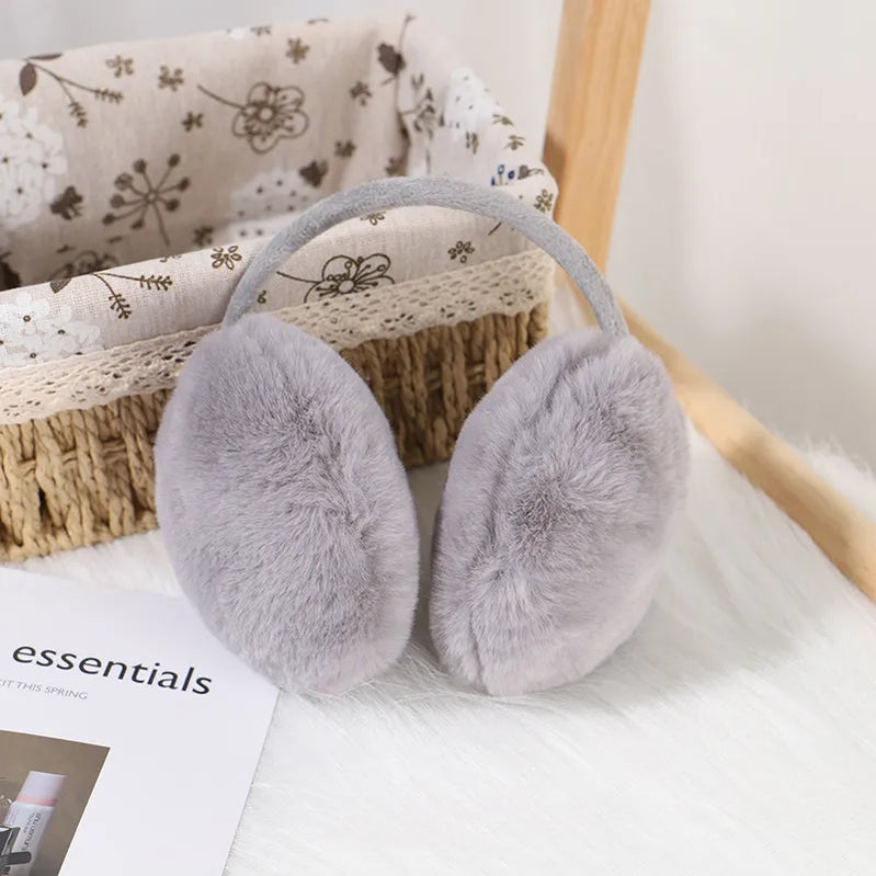 Plush Ear Muffs Warmer Foldable Ear Cover for Women Men Winter Warm Earflaps Outdoor Cold Protection Ear-Muffs Ear Cover Fashion B-Light Grey