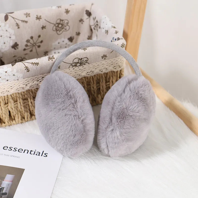 Plush Ear Muffs Warmer Foldable Ear Cover for Women Men Winter Warm Earflaps Outdoor Cold Protection Ear-Muffs Ear Cover Fashion B-Light Grey