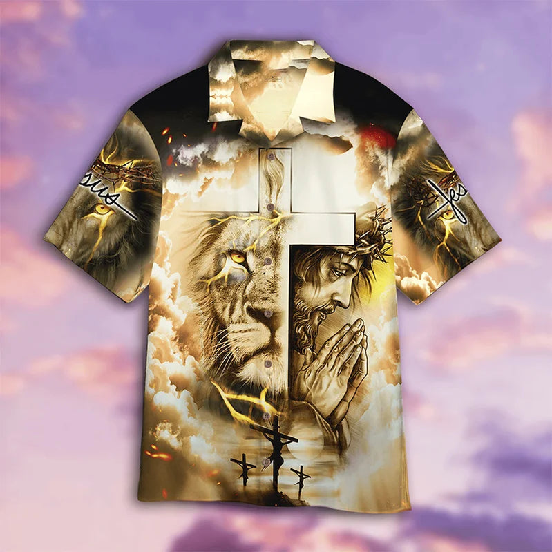 New Summer 3D Print Christian Jesus Shirts Children Fashion Streetwear Shirts Blouses Men Hawaiian Shirts Cool Vintage Clothing CS2024WF3424