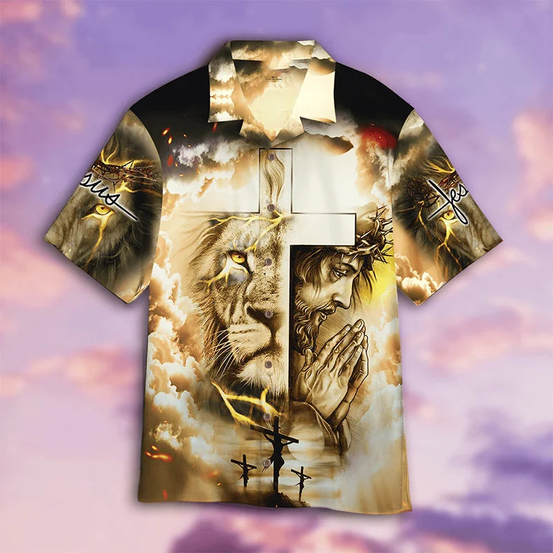 New Summer 3D Print Christian Jesus Shirts Children Fashion Streetwear Shirts Blouses Men Hawaiian Shirts Cool Vintage Clothing CS2024WF3424