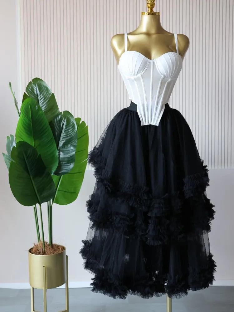 CM.YAYA Women's Dress Set Sleeveless Strap Tops and Pleated Tiered Skirts Suit Elegant Vacation Birthday Two 2 Piece Set Outfits