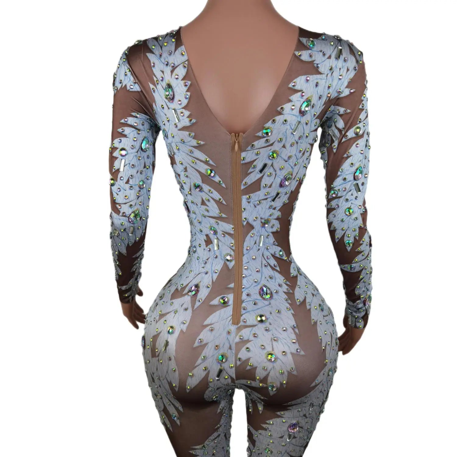 Fashion Printed Acrobatics Leotard Nightclub Pole Dance Clothes Stones Rave Outfit Festival Women Jumpsuit Stage Costume Baiyezi