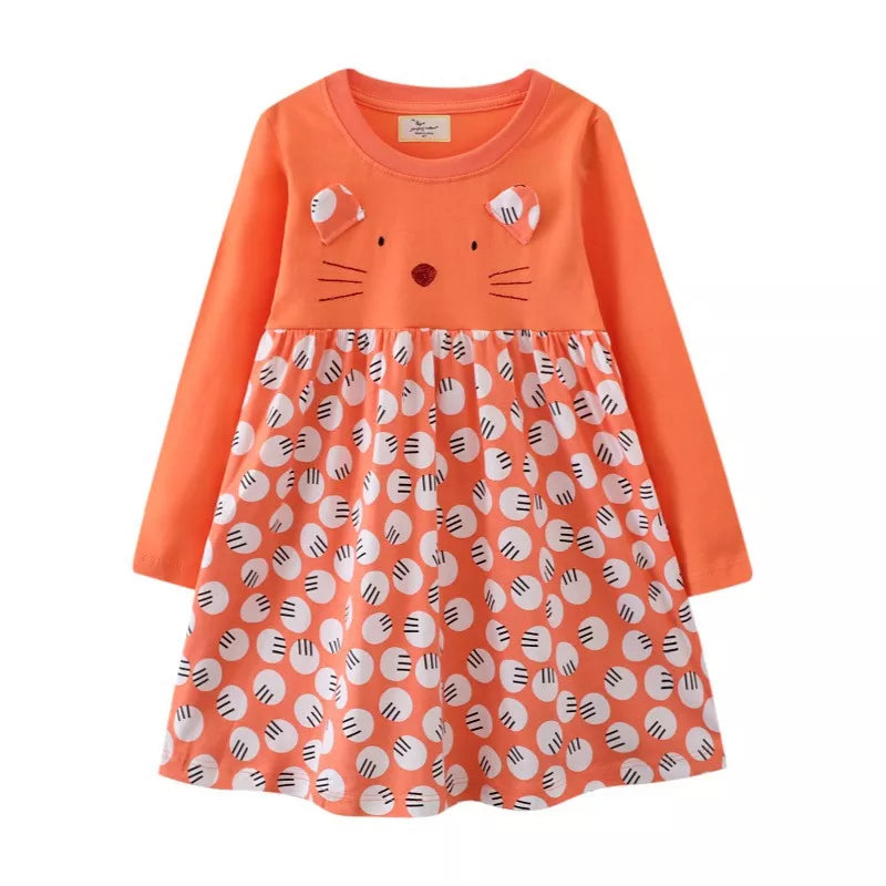 Children's Princess Unicorn Dresses For Autumn Spring Long Sleeve Baby Costume Birthday Toddler Kids Frocks T7397