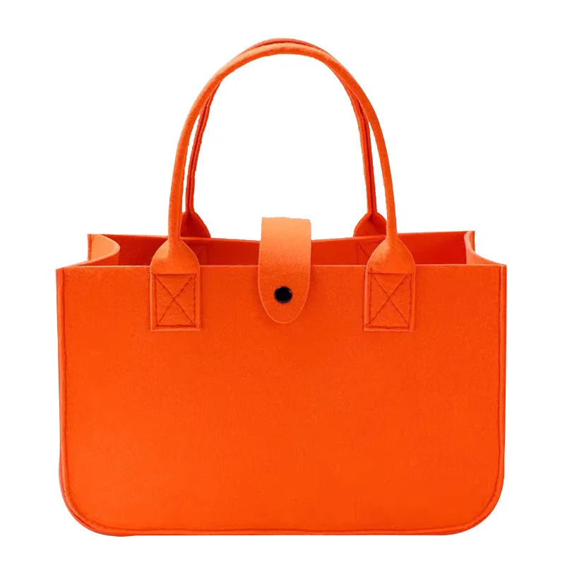 Fashion Women Winter Bag Felt Cloth Hand Bag Female Large Capacity Tote Bag Ladies Solid Color Travel Shopping Purses orange