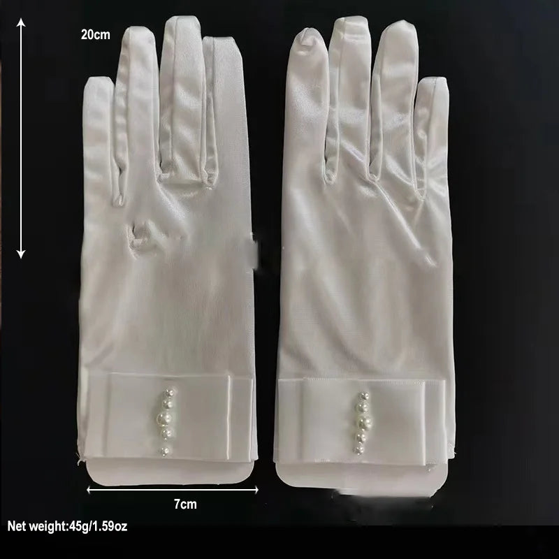 New Original Vintage Gloves Hepburn Black Satin Thin Bowknot Stage Banquet Bride Accessories ST-0018-B