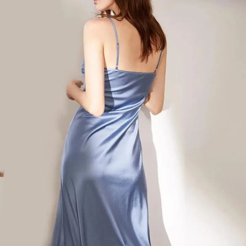 2024 Summer Chic Elegant Dresses For Women Adjustable Strap Satin Long Birthday Party Dresses Maxi Beach Sundress Robe Vestido