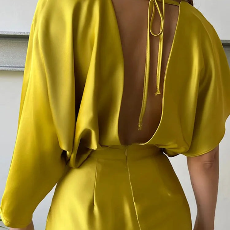 Missuoo 2023 New Women's Solid Color Jumpsuit Spring Summer Adult Female V-neck Sexy Short Sleeves High Waist One-piece Suits