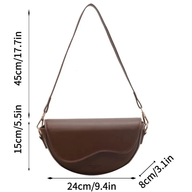 Small Leather Saddle Armpit Bags for Women Summer Chain Shoulder Crossbody Bag Ladies Vintage Underarm Handbags bolsa
