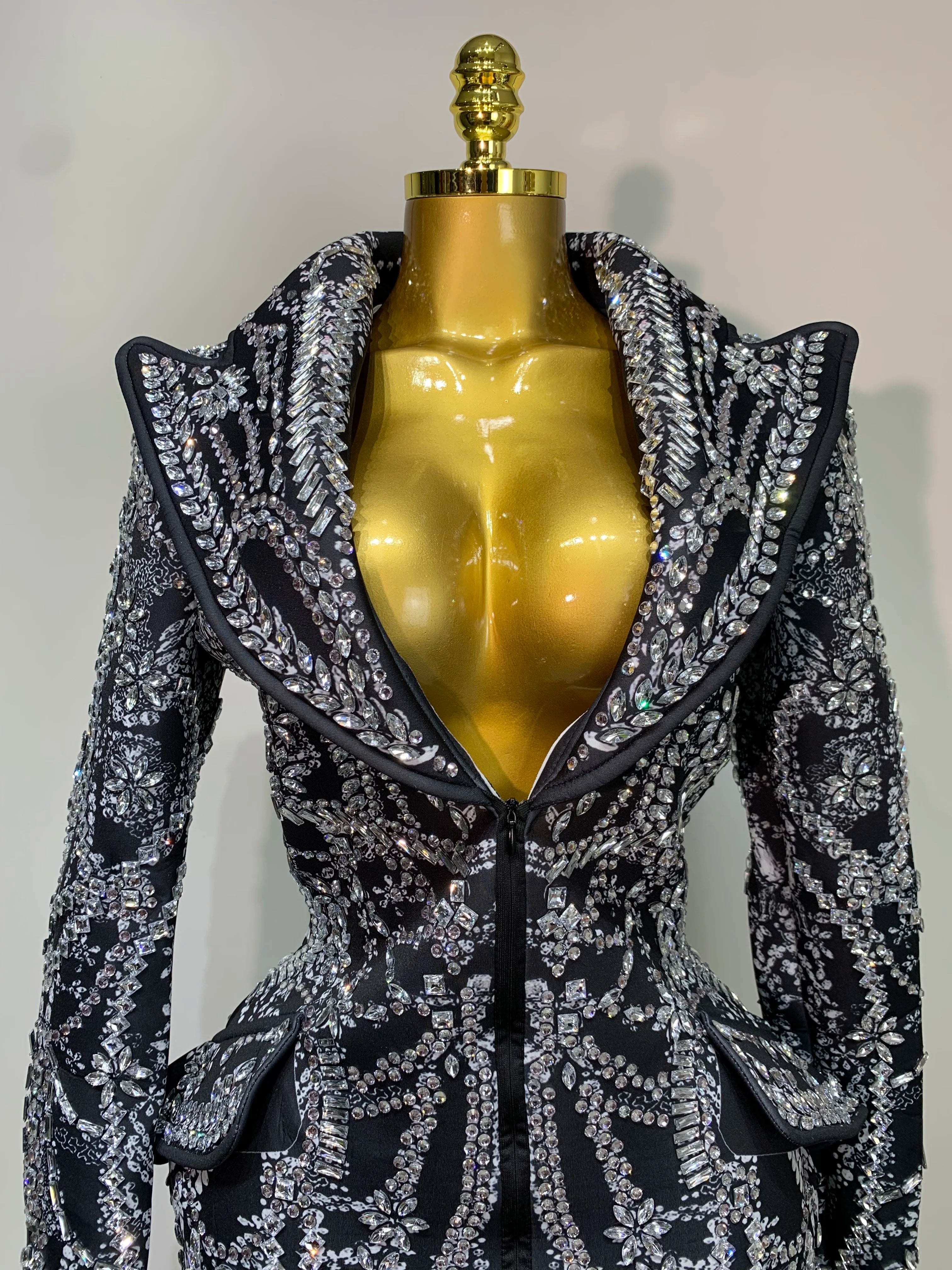 High Quality Luxury Nightclub Evening Birthday Dresses Stage Perform Outfit Sparkly Rhinestone Women's Elegant Party Sexy Dress