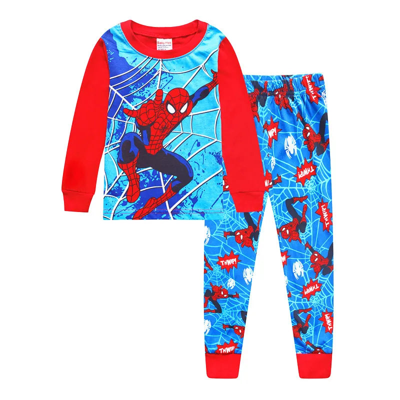 Children's Pyjamas Spiderman Iron Man Set Kids Sleepers Hero Collection Set Boys Girls Cartoon Long Sleeve Sleepwear 2-7T