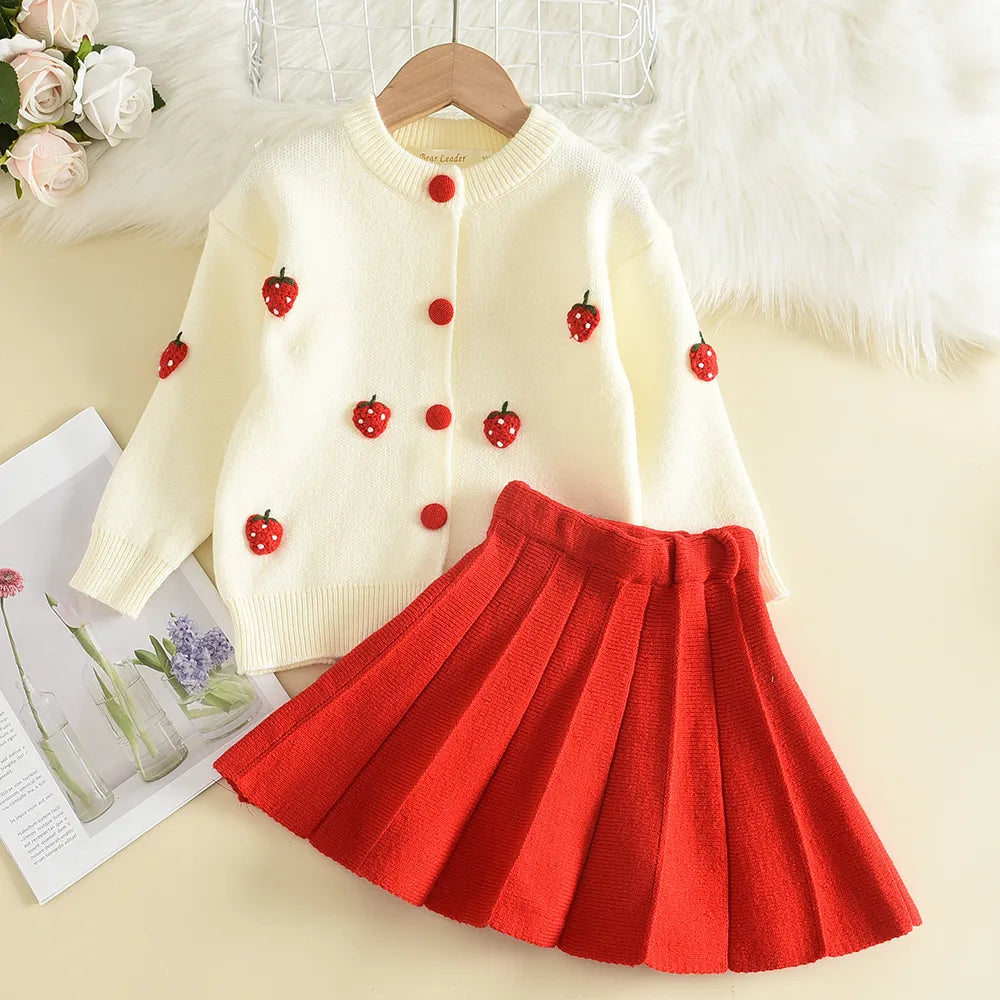 Bear Leader Baby Girls Clothes Set Autumn Winter Cartoon Grape Clothing Set New Kids Knitted Sweet Outfit Children Clothes Suit AX1492H