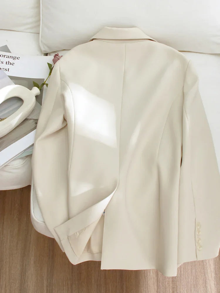 LANMREM Designer Spliced Blazer Coat For Women Single Breasted Long Sleeves Irregular Coats Female Clothing 2023 Autumn 32D163