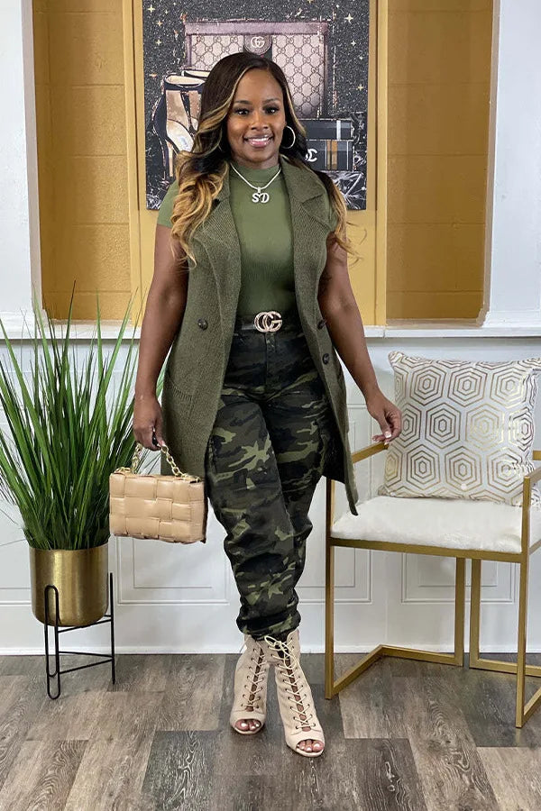 CM.YAYA Women’s Camouflage Printed Slim Cargo Pants 2024 Spring/Summer Pocket Jogger Street Fashion Safari Trousers