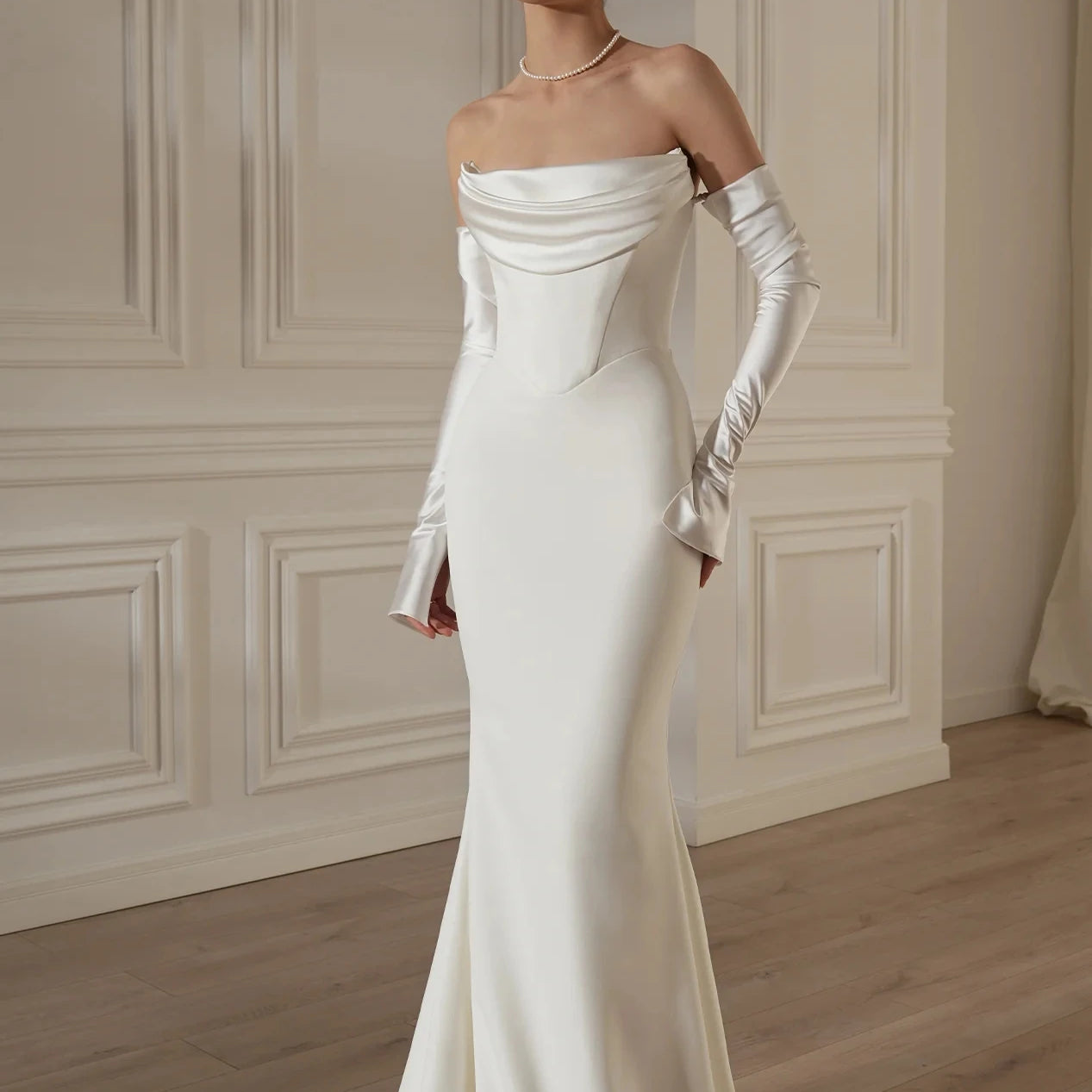 Sexy Off The Shoulder Long Sleeve Strapless Floor Length Dress Elegant Woman Wedding Party Vestido Celebrity Party