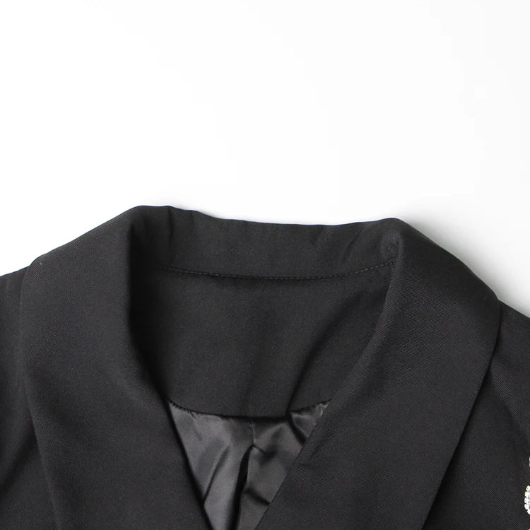 TWOTWINSTYLE Slimming Solid Blazers For Women Lapel Long Sleeve Patchwork Diamond Temperament Blazer Female Fashion Clothing New