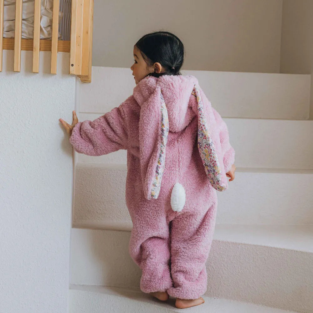 Autumn Winter Baby Girls Boys Rabbit Romper Slouchy Zipper Newborn Jumpsuit Hooded Pajamas Baby Boys Plush Homewear Outfits