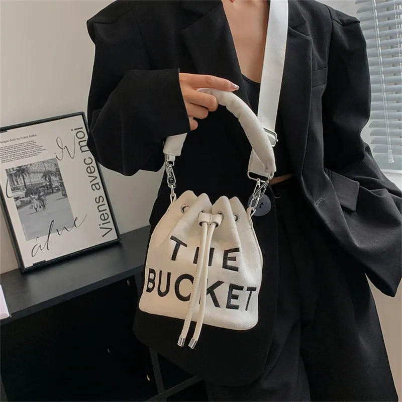 Winter Velvet Bucket Bags for Women Fashion Purses and Handbags Designer Crossbody Bag Luxury Shoulder Bag New Satchel Lady Bag