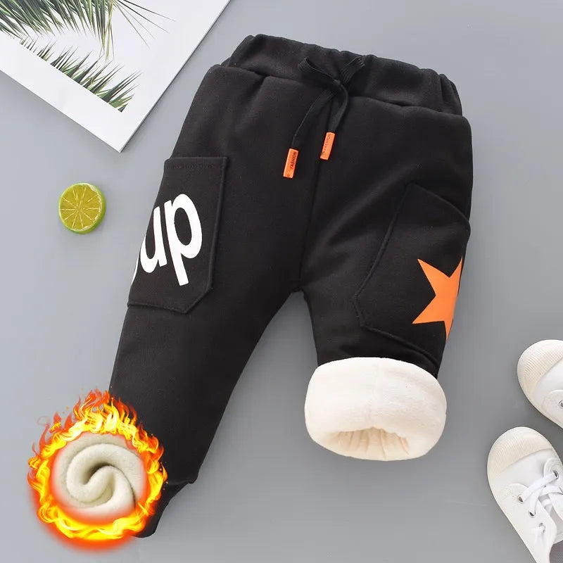 Winter Kid Thick Fleece Trousers Autumn 0-6Y Children Straight Warm Sports Pant Baby Girl Elastic Waist Jogger Sweatpant for Boy Kids Straight Pants