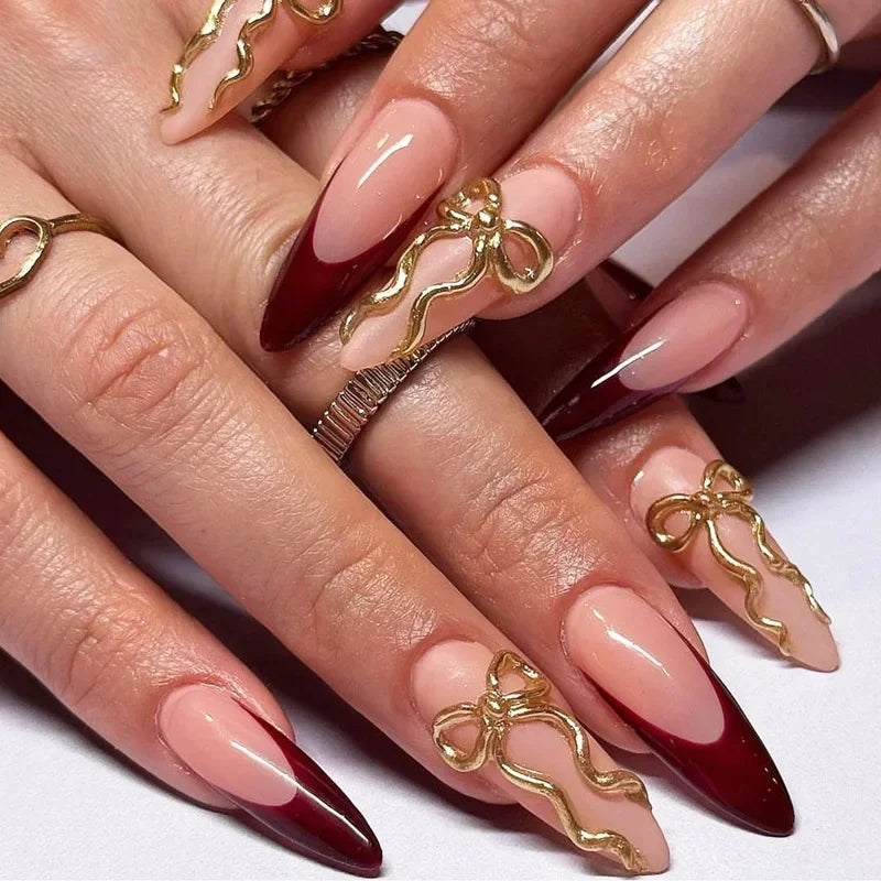 24pcs Leopard Print Almond Fake Press on Nails with Mini Flower Acrylic Fake Nails Retro Sweet Cool Design Press Ons French Nail