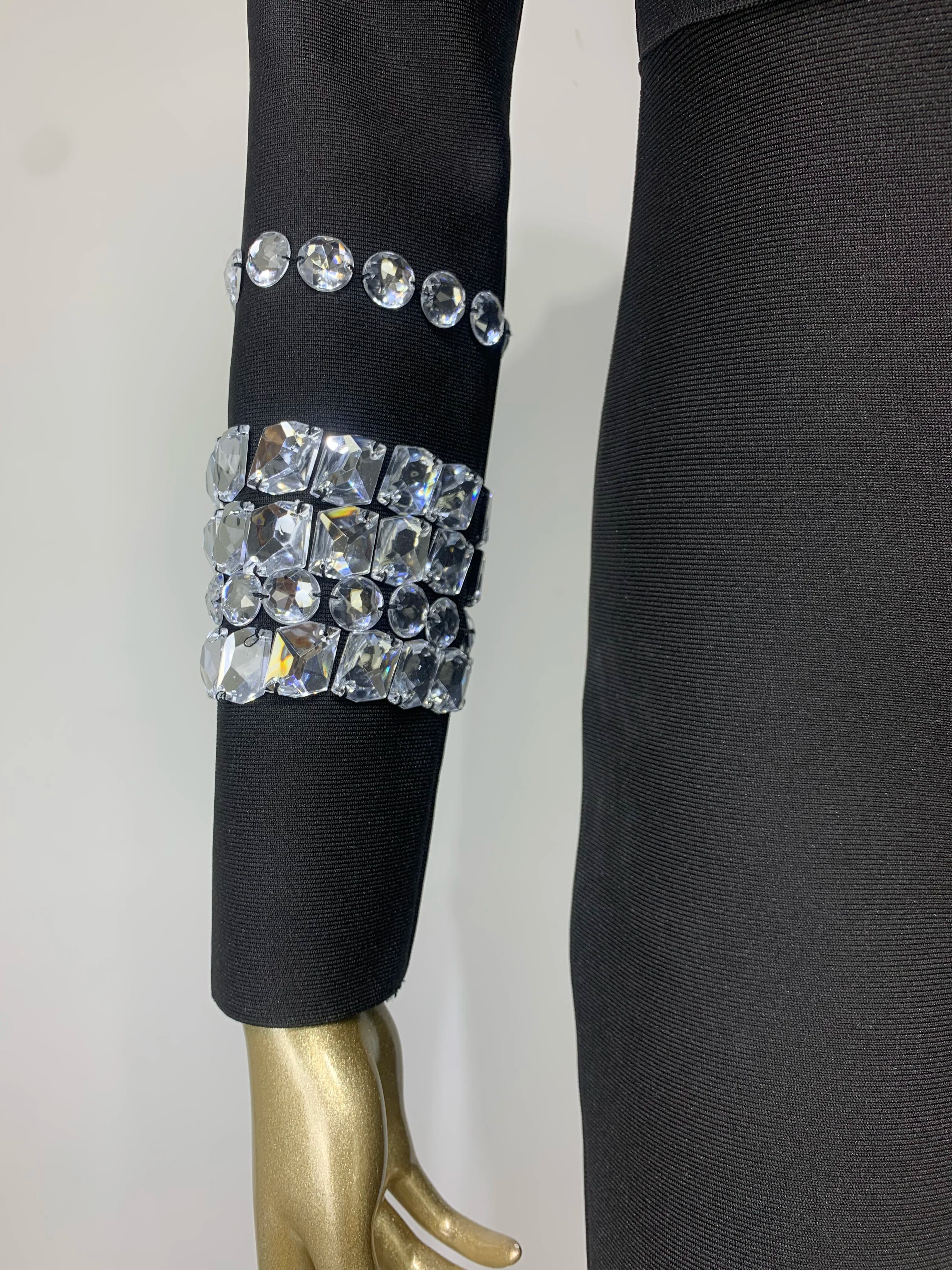 Macacão feminino chique, sexy, de manga comprida, gola alta, com contas brilhantes, preto, bandagem, 2023, designer de celebridades, macacão de rua