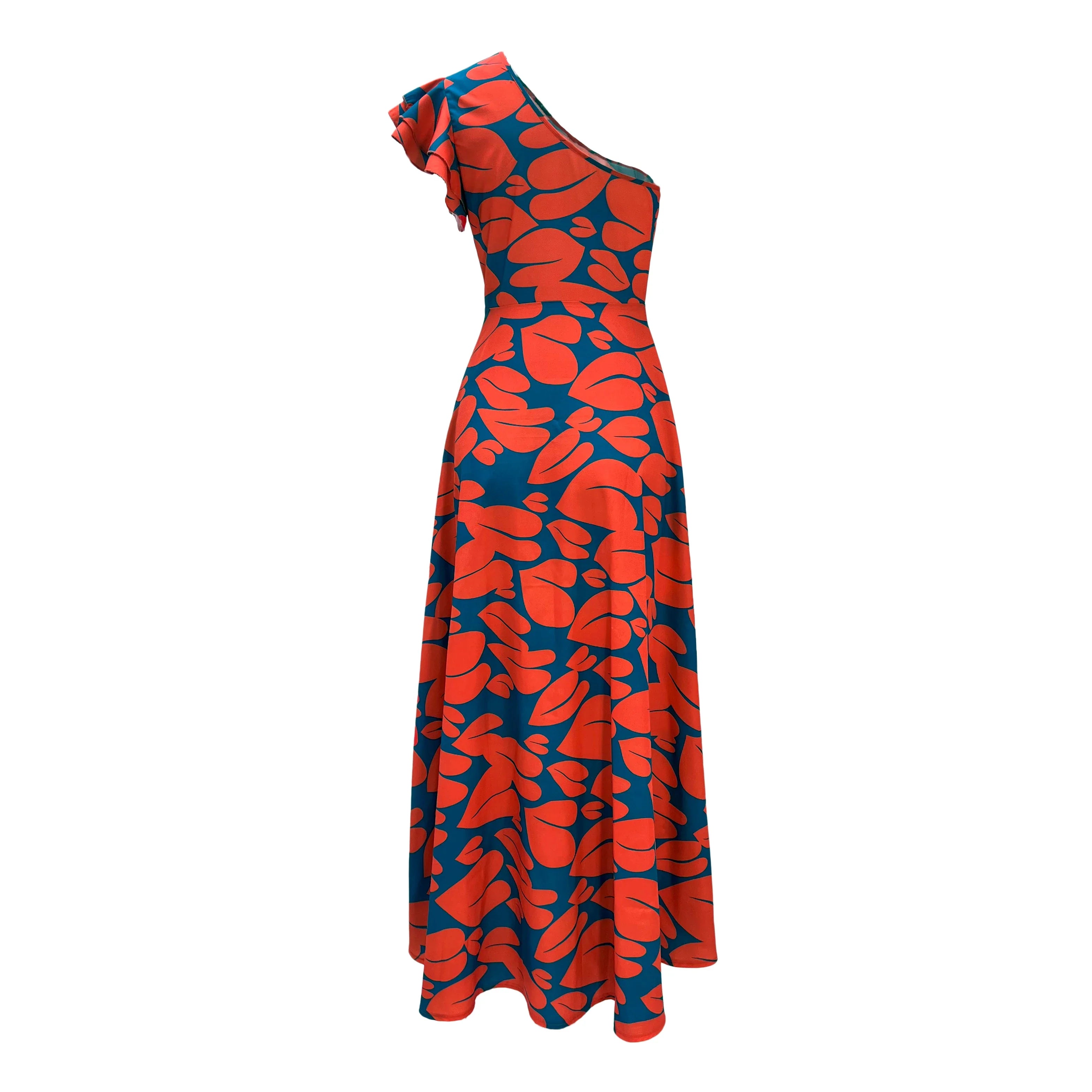 Women's Elegant Floral Printed Long Dresses, Casual Strapless, A Line Dresses, Ladies Side Split, Summer